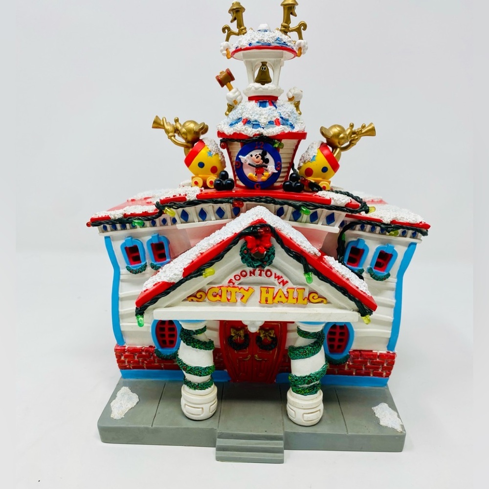 Vintage Disney Holiday Toontown City Hall Christmas Village Porcelain House - Picture 1 of 10